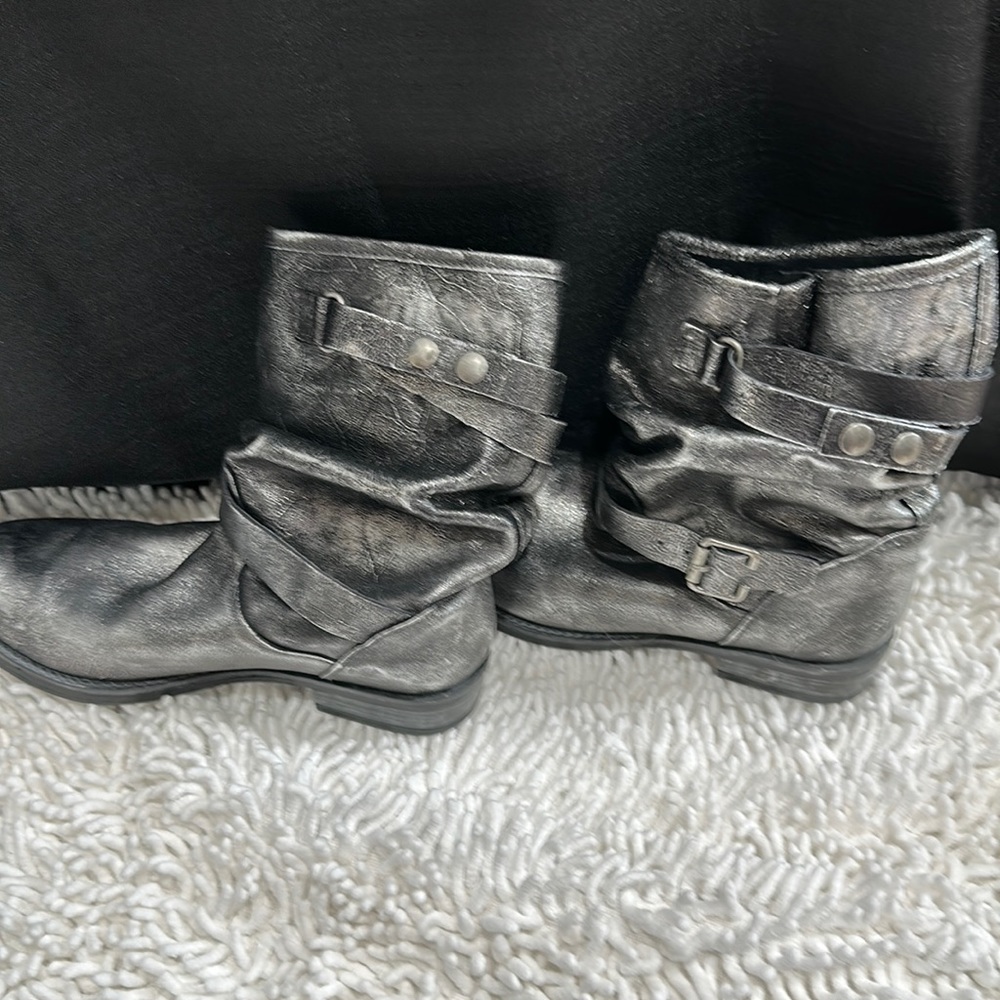 Silver Metallic Soft Leather Eric Michael Boots